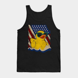 Vintage USA Flag Patriotic Rubber Duck Tank Top